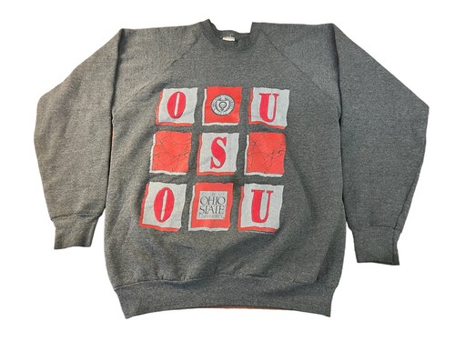 90'S Fruit of the Loom Ohio State University College Character Sweatshirt (Men's Size L) unclear gray type Vintage Second Hand