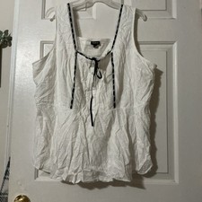 Corsé Babydoll Torrid 3x 22 24 Ojales Top Sin Mangas Vintage Borde Cinta Blanca