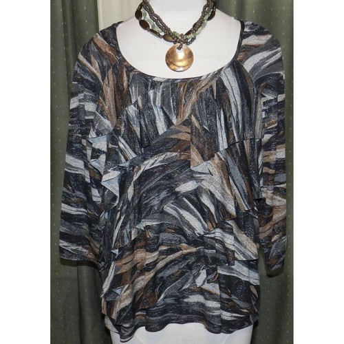 Elementz size 3X stretch blend ruffled top pull over plus size women's