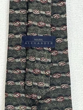 Mark Alexander Necktie 100% Italian Silk Tie Saucers Print Vintage Made In Italy