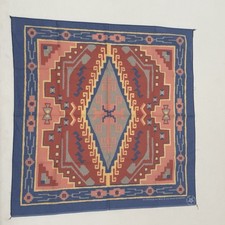 VTG New Bandana 90s Made in USA Native American Wamcraft Pastels Blue Pink 14193
