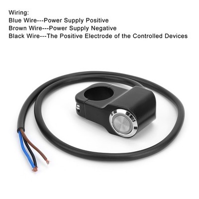 Handlebar Switch Push Button W/Light Reset Lock For Motorcycle With 22mm Handleb