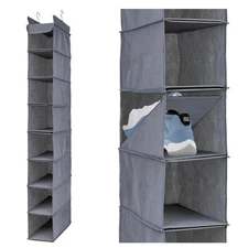 Hanging Shoe Organizer Space Efficient Sz S Closet Grey Storage Compartments s25