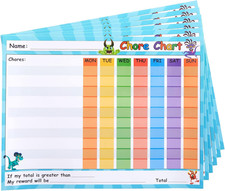 6 Pack Dry Erase Chore Chart for Kids Self Adhesive Reward Chart for School Home