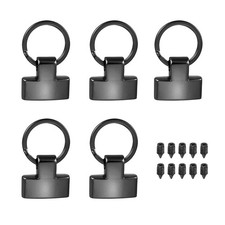 5 Sets Key Fob Hardware with Split Ring Holder for Car Keychain, Light Black