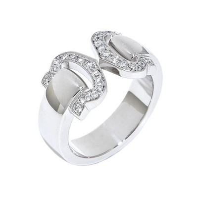 Cartier 2C Boucle Ring #48 K18WG Diamond Ring C2 White Gold Base 9g 471122