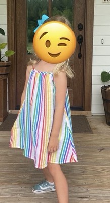 Primary Girls 3 Rainbow Dress Short Sleeve Colorful Party Spring
