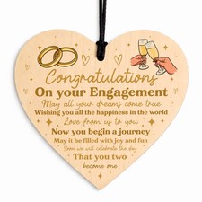Congratulations On Your Engagement Gift For Couple Wooden Heart Engagement Gift 