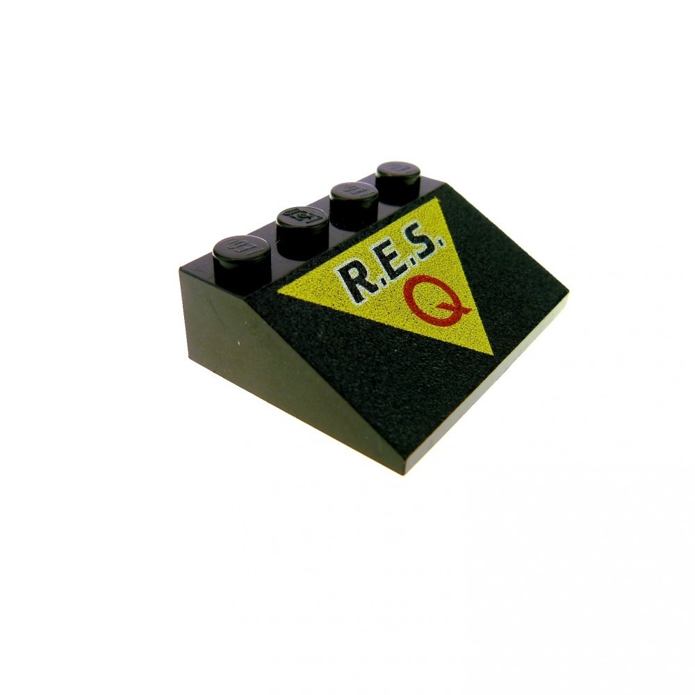 1x Lego Roof Tile 33° 3x4 Black Sloped Printed Res-Q 5319 3297px15
