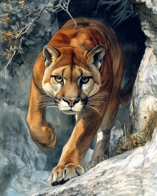 #ad 8x10 Cougar running through rocky canyon 996018704 $6.95