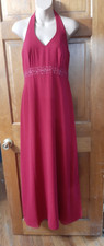 Davids Bridal Halter Style Beaded Gown, Prom, -Bridesmaid Gown Size 4 Burgandy