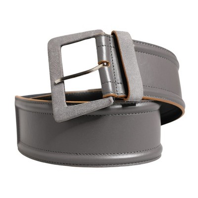 PATRIZIA PEPE Belt Gray Genuine Leather Square Silver Metal Buckle s. S 150usd