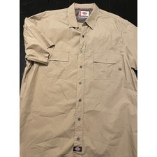 Dickies Mens Short Sleeve Work Shirt Khaki Tan 2XL Cotton "A Legend in Work"