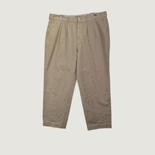 AYR Pleated Cotton Trousers size 14 Tan Khaki Minimalist Quiet Luxury Chinos