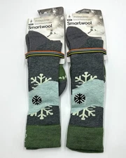 2 Pack Women's Ski Pattern Over the Calf Socks Cushion Size Med Grey Smartwool