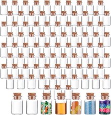 100 Pas 10ml Mini Plastic Bottles with Corks Small Pot Bottles