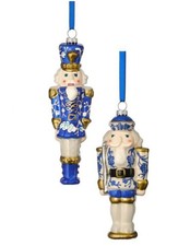 Regency Glass Blue White Soldier Nutcracker Ornament Set MTX76948
