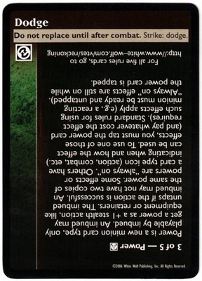 Dodge Rule Card 3 of 5 Nights of Reckoning V:TES VTES Vampire CCG