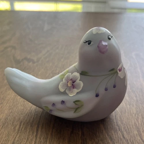 Fenton Purple  Burmese Floral Songbird. Signed