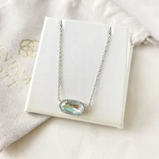 Kendra Scott Elisa Silver Colorful Dichroic Glass Short Pendant Necklace