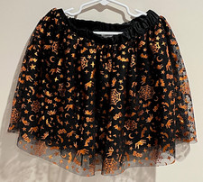 Girls Skirt Tutu Halloween Black Size Small 6-6x EUC w/ Bats Spider Web Boo