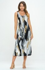 JOSTAR Slinky LONG TANK DRESS Stretch Poly Spandex BLACK W379 S M L XL 2X 3X
