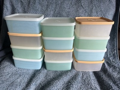 12Vintage Sheer Tupperware Square Round Keepers Lids Assorted Colors 4.5x4x2.25