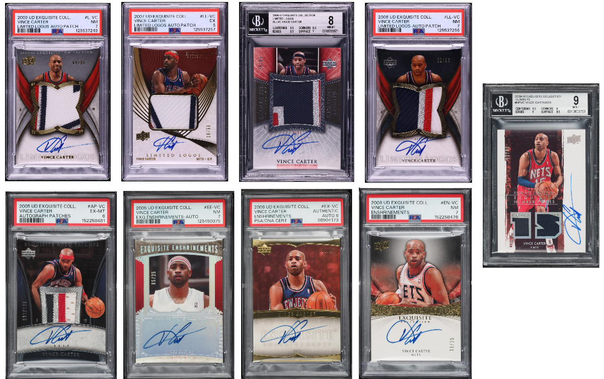 VINCE CARTER 2009 UPPER DECK EXQUISITE LIMITED LOGOS NUMBER PIECES AUTO PATCH SP view 3