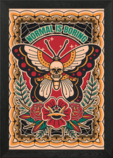 Skull Butterfly Tattoo Design Framed Wall Art Poster Canvas Print Picture
