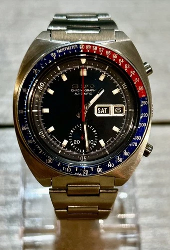 Vintage Seiko 6139-6002 Blue Pogue Vintage Automatic Chronograph October 1976