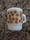 Rare Anchor Hocking Vintage Milk Glass Stacking Coffee Mug Forget-Me-Not Pattern