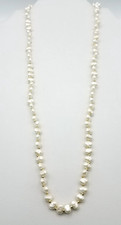 Vintage Freshwater Faux Pearl Bead Necklace with Gold Tone Spacers - LAST AD