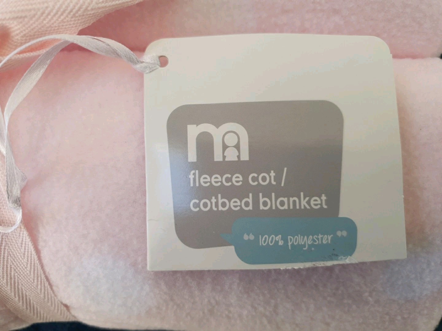 Mothercare Fleece Cot Blanket pink with white spots cotbed New