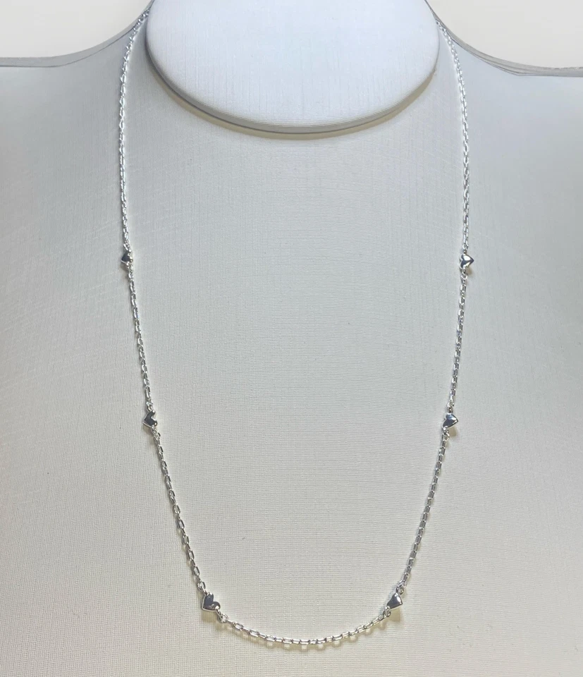 Gorjana Amour Necklace Adjustable 15”-17" Heart Necklace Silver Plated - Image 3 of 4