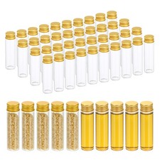 20ml Clear Glass Vials 50 Pack Small Liquid Sample Vial with Screw Caps, Golden