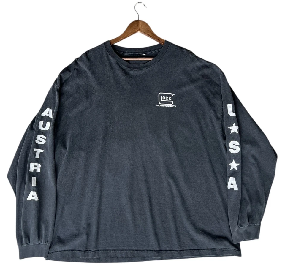 Camisa De Colección Glock Para Hombres 2XL Y2K Arma de Fuego Manga Larga Tiro Camiseta Deportiva Estrella de EE. UU. Foto 2 de 4