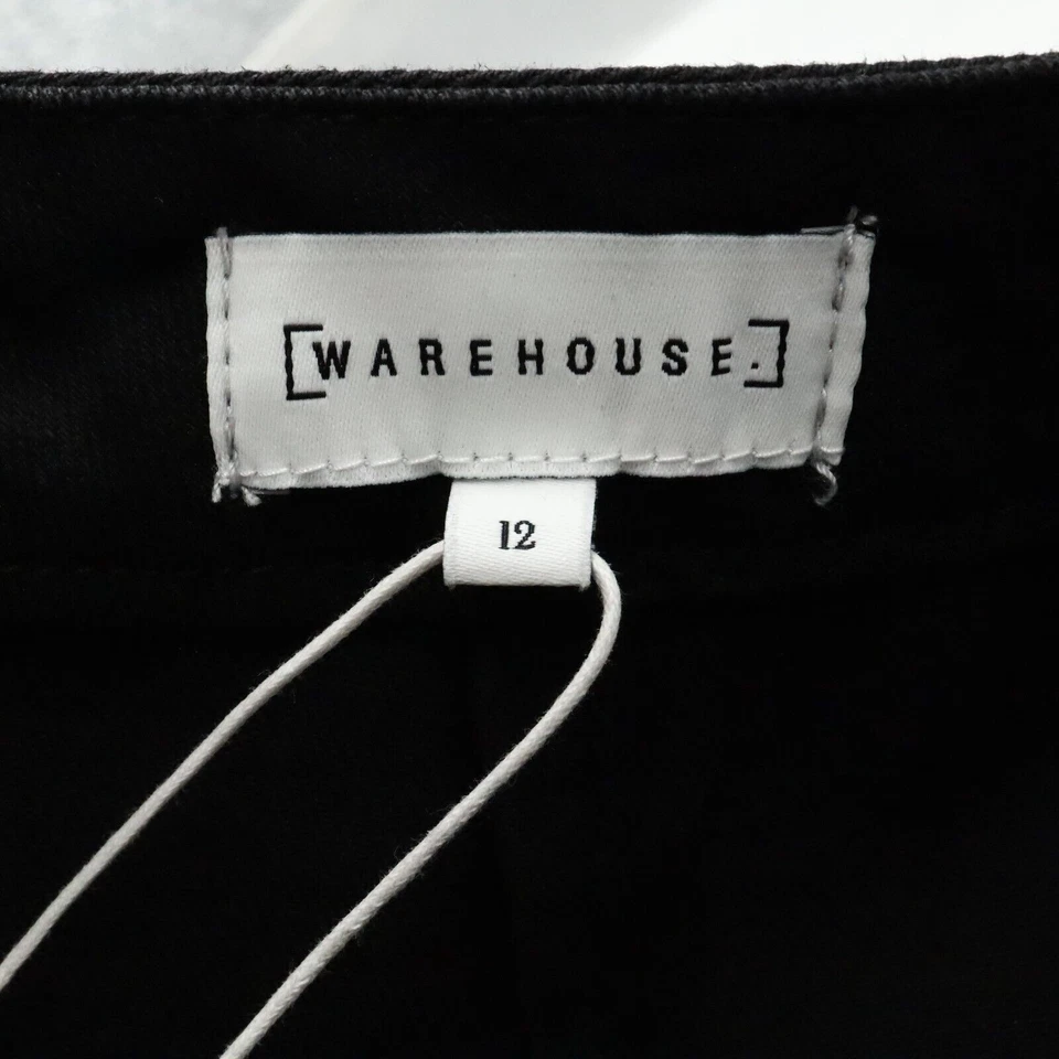 Falda Warehouse Mujer 8 EE. UU. 12 Reino Unido Negro Algodón Denim Línea A Hasta la Rodilla Bolsillos Foto 3 de 4