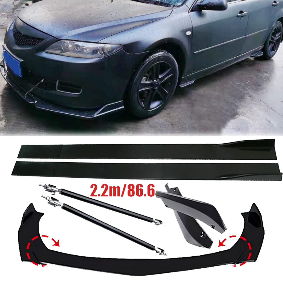 Front Bumper Lip Spoiler Splitter Car Body Rear For Mazda 3 Mazda3 Hatchback