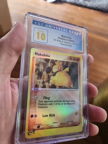 (POP 2) CGC 10 Pokemon Makuhita Reverse Holo Ex Ruby and Sapphire 57/109 Card