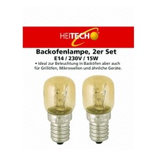 Heitech Backofenlampe Glühbirne Ofen Mikrowelle E14 230V 15W Lampe Herd Grill