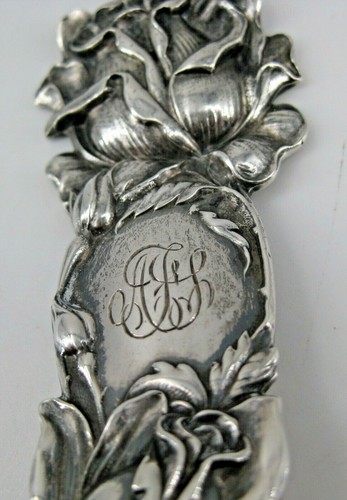 Alvin Mfg Sterling Silver Solid Salad Berry Spoon Bridal Rose 1903 Monogrammed - Picture 4 of 4