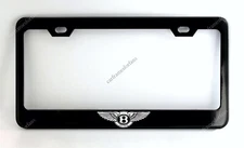BENTLEY Black License Plate Frame Custom Made of Powder Coated Metal White Logo