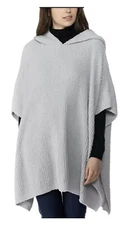 Charter Club Womens Hooded Knit Poncho Cape Grey Sweater
