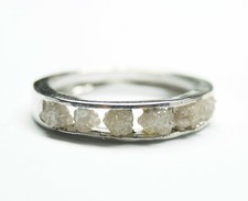 1.90cts Gray White Rough Diamond Ring, Uncut Raw Diamond 925 silver Ring Band