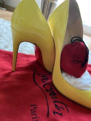 Christian Louboutin Pigalle 100 Pumps Lack Gelb Gr. 36 High Heels NEU Dustbag - Bild 1 von 4