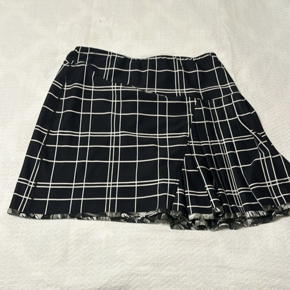 Tail Tennis Skirt Pleated Reversible Tropical Print and Checkered Womens Medium