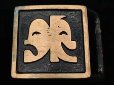 Thespian Masks Thalia Melpomene Solid Brass Valleau 1970s Vintage Belt Buckle