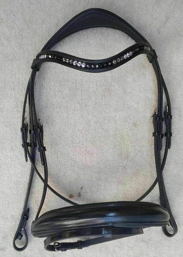 Crank Cavesson Rembourré Avec Rhinestones Ridex - Neuf, Pour Cheval, Bande De Nez Flashy