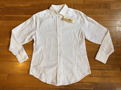 Calvin Klein Collection Jacquard Chevron Dress Shirt Women s 10 White Italy