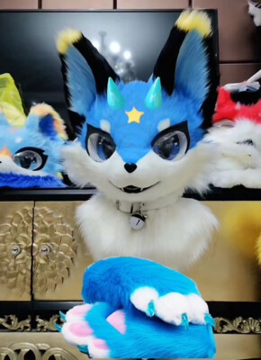 Fursuit Husky Fox Mascot (head + PAWS) Halloween Party Fur Cosplay 87#